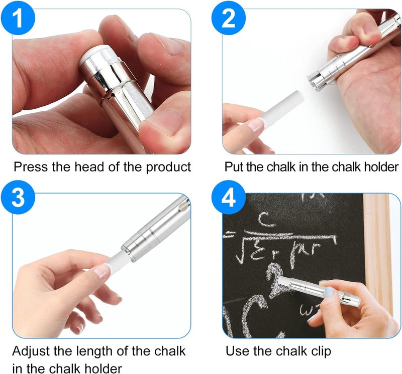 Worutuk 2Pcs Chalk Holders for Teachers Aluminum Chalk Holder for Chalkboard Teacher's Chalk Stick Holder for Wall Office School Chalkboard Painting Writing - Image 5